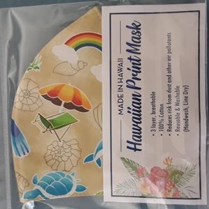 Hawaiian print mask 3 layer 100% cotton